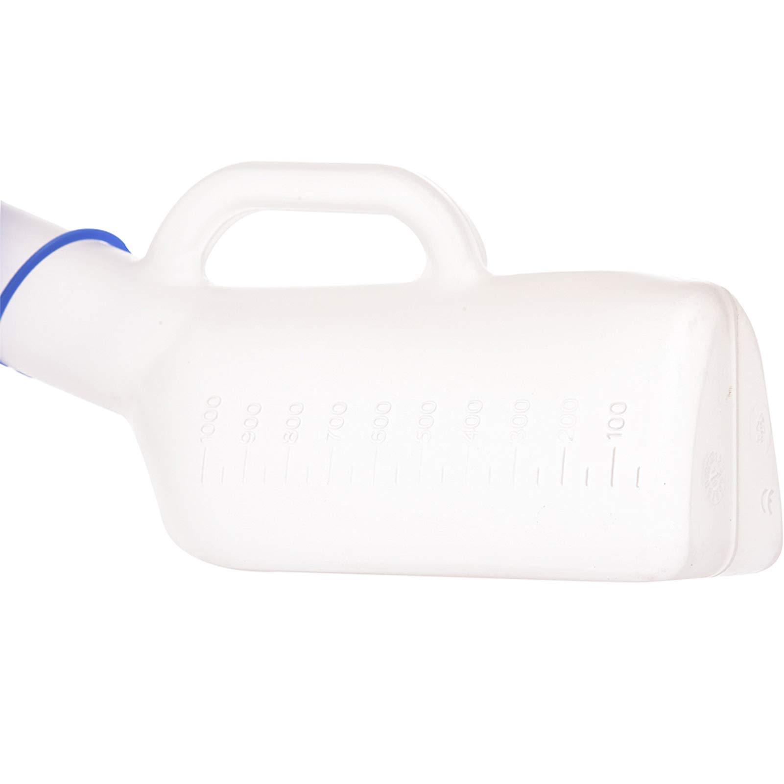 Urinario Masculino - Botella de orina con Cuello Largo, Longitud del Pico 11 cm Tapa y asa - Capacidad de 1 litro Conveniente y práctico urinario