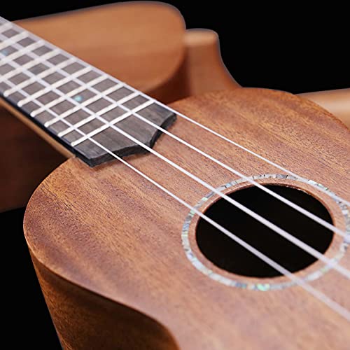 Strong Wind Soprano Ukulele For Beginners，Solid Mahogany 21 Inch Hawaiian Ukeleles For Adults，Profession Instrument Ukele Kit With Natural Abalone Shell Decoration（Soprano 21Inch） #TOP2