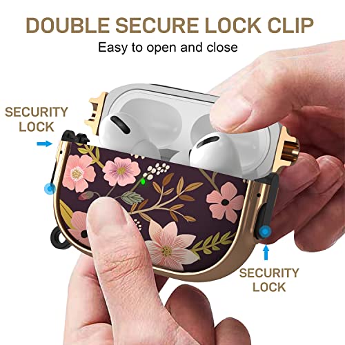 Image of Maxjoy for AirPods Pro 2nd /1st Generation Case with Lock, Cute AirPods Pro 2 Case Lock Protective Hard AirPod Pro Cover for Women Girly with Keychain for Airpod Pro (2023 /2022 /2019), Flower