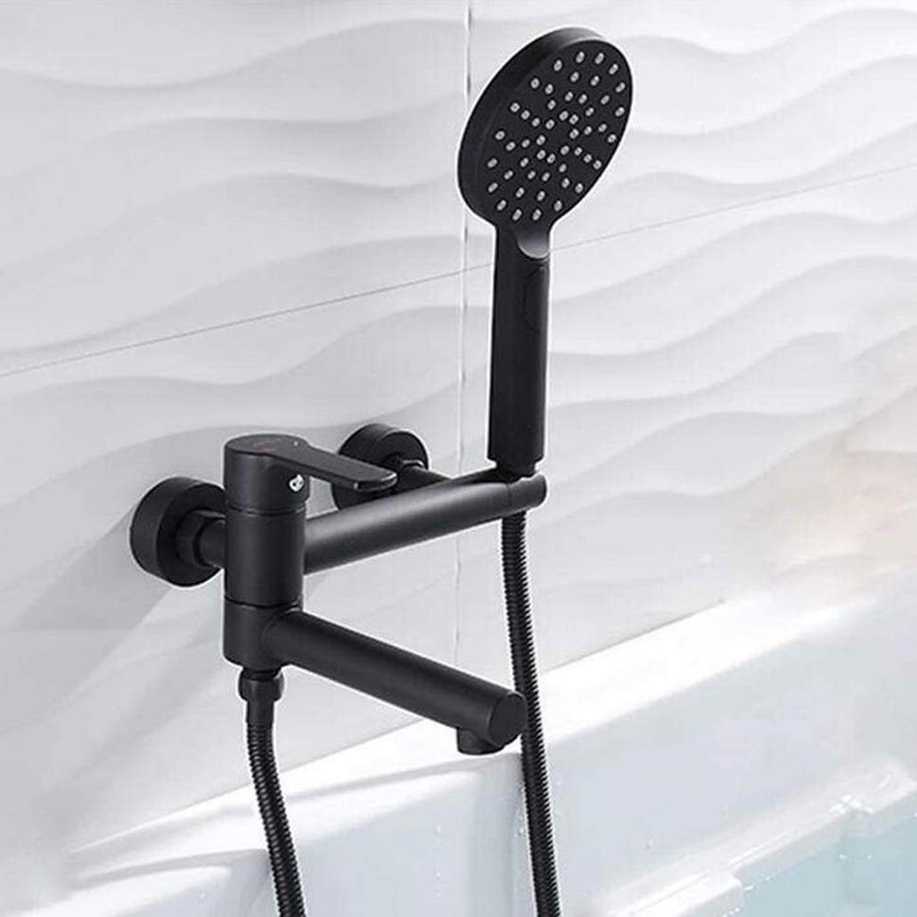 Robinetterie de baignoire noire avec mitigeur mural et sa douchette à main