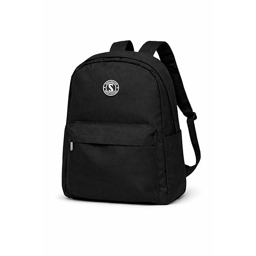 Mochila Juvenil e Adulto 18L em Poliéster Leve e Resistente 2 Bolsos Externos, Design Simples e Funcional, Ideal para Trabalho, Escola, Viagem e Dia a Dia Preto e Azul Marinho
