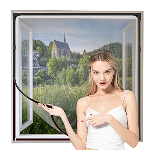 Yuzzy Adjustable Magnetic Window Screen DIY Fiberglass Screen Mesh Max 72 inch(H) x 48 inch(W) Fits Any Size Smaller with Gray Frame Gray Fiberglass Mesh (72" * 48")