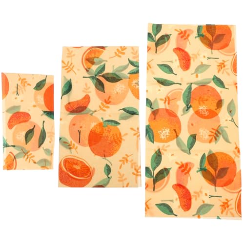 TOVINANNA 3 Láminas Envoltorios De Alimentos De Cera De Abejas Reutilizables De Algodón Orgánico, Conservación Natural, Fácil Lavado, Sostenible para Hogar y Restaurante