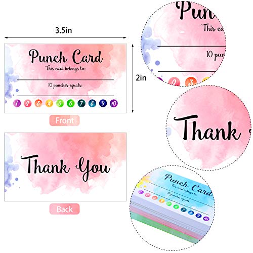 Watercolor Reward Punch Cards Customer Loyalty Cards Incentive Cards Business Card Size For Business, Class, School (100 Pieces) #TOP1