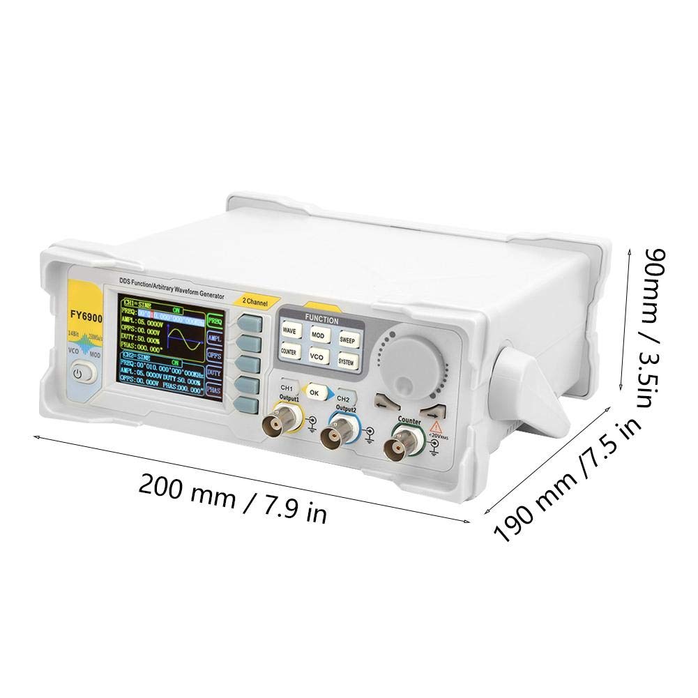 Signal Generator, Portable FY6900 Sine 0-50 MHZ 2.4in TFT Screen Digital Signal Generator Measurement Color LCD Signal Counter, Scanning Function/VCO Function/Counter Function, Anti-Interference(US)