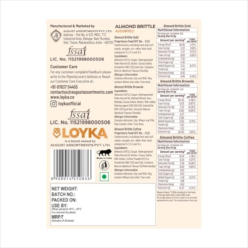 Image of Loyka Almond Brittle Assorted Choco Box - 14 pcs | Premium Chocolate Gift Hamper | Choco & Nut Dryfruit Delicacy | Roasted California Almonds (40%), Dark Choco & Salted Caramel | Any-time snack
