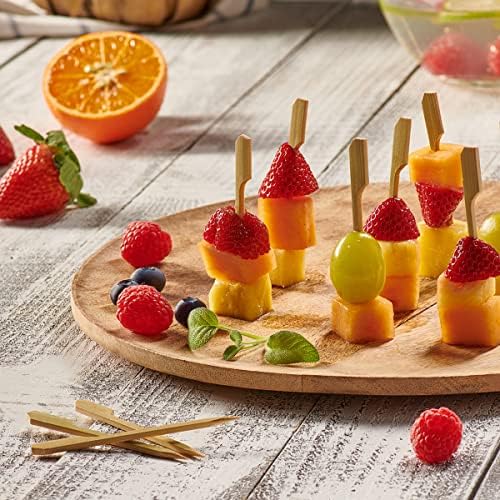 [100 Count] 3.5 Inch Bamboo Wooden Paddle Picks Skewers for Cocktails, Appetizers, Fruits, and Sandwiches