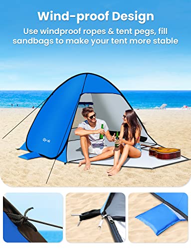 Glymnis Pop Up Beach Tent Sun Shade Shelter 1-4 Persons UPF 50+ Lightweight Family Beach Shade Portable Beach Tent image 2