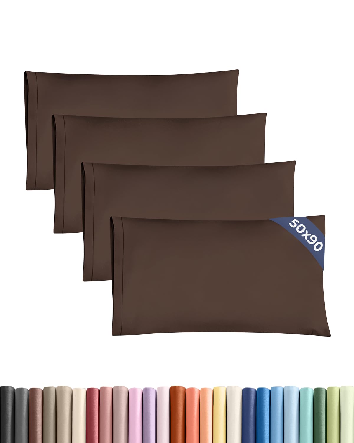 CGK 4 Pack King Size Brown Pillow Cases 50x90 cm with Envelope Closure - Brushed Microfiber - Soft, Wrinkle & Fade Resistant - Breathable, Hypoallergenic & OEKO-TEX Standard 100 Certified