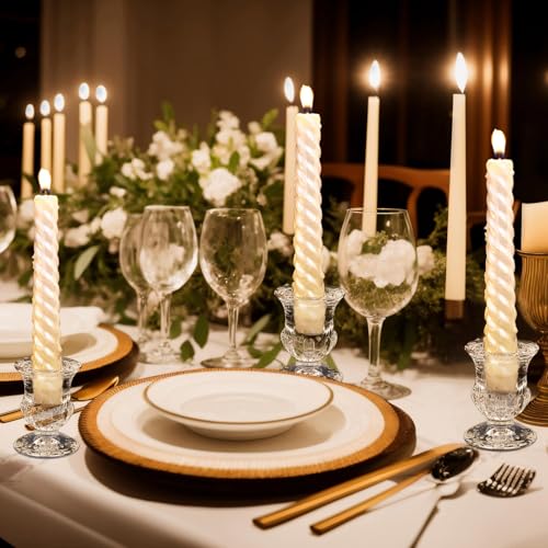 66 Pcs Clear Glass Candlestick Holders Taper Candle Holder Bulk 2.5 Inch Candle Stick Holder for Table Centerpiece Mantel Wedding Housewarming Gift Rustic Vintage Valentines Dinning Decoration (Clear) by Foaincore - Image 3