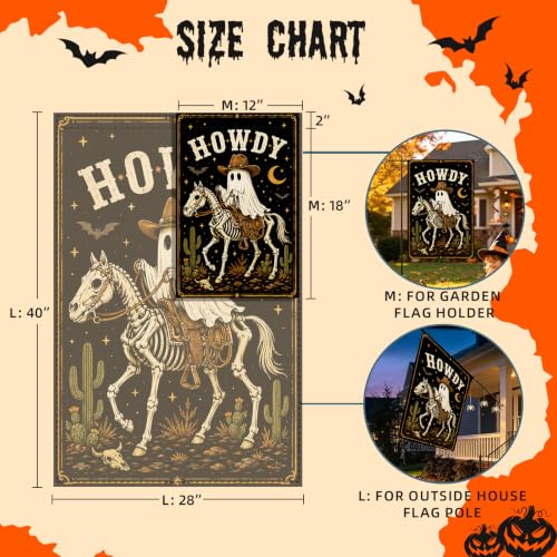 DIMIDIUM Halloween Garden Flag Western Cowboy Ghost Yard Decor 12x18" - image 6