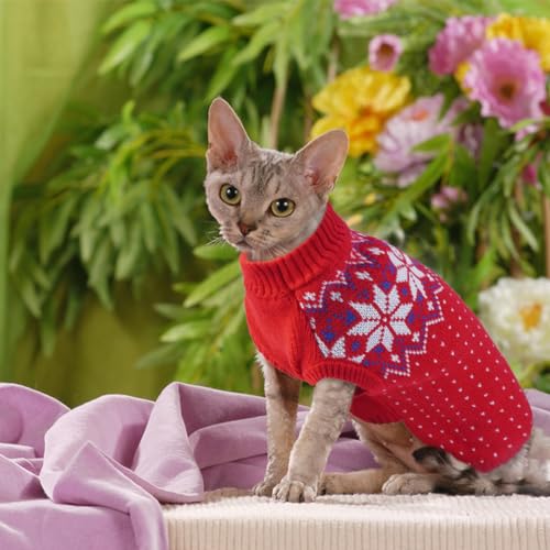 KATZINST Hundepullover Kleine Hunde, Weihnachtspullover Hund, Hundepullover Fleece Weihnachten, Pullover für Französische Bulldogge Dackel Chihuahua Yorkshire, Rot XS