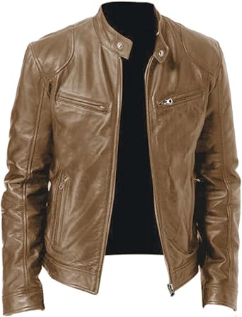 Ymosrh Mens Leather Jacket Faux Motorcycle Jacket Pu Bomber with Hood Jackets, S-L
