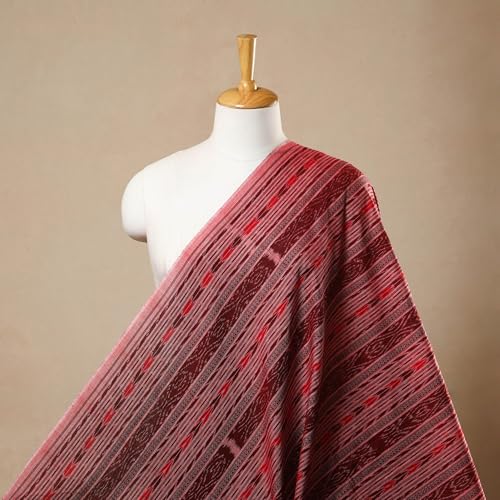 Image of Premium Sambalpuri Ikat Weave Pure Handloom Cotton Shirt Fabric - Authentic Odisha Traditional Tie-Dye Craft, Soft & Breathable Natural Cotton Material for Custom Tailoring, Casual & Formal Wear