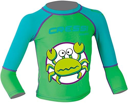 Cressi Rash Guard Bambino UPF 50+ Verde Piccolo con Design Granchio