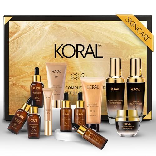 KORAL Kit 12 Productos Rutina Coreana Skincare Facial para Todo