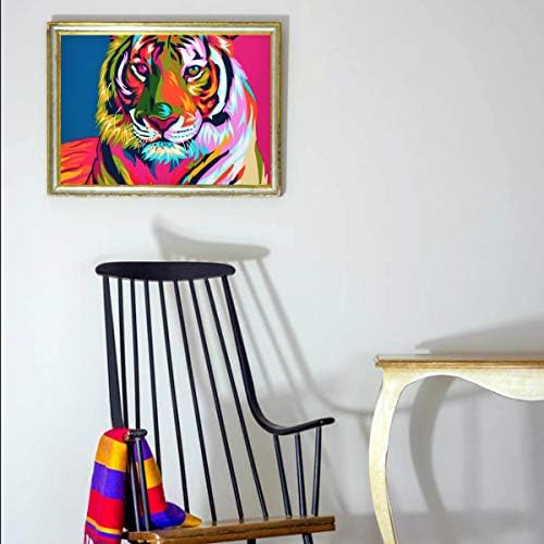 NATUCE Paint by Numbers Kits with Brushes and Acrylic Pigment DIY Canvas Painting for Kids Adults Beginner, Paint by Numbers DIY Oil Painting - Colorful Tiger 16 x 20 inch (Without Frame)