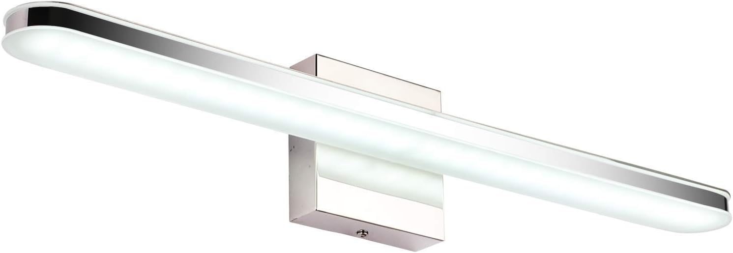 SOLFART 23.6" LED Bathroom Vanity Lighting Fixtures Long Shade Stainless Steel Bath Mirror Lamps Wall Lights