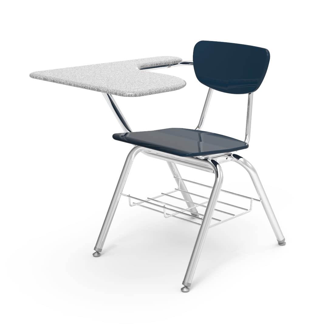 Virco 3700BRM Classroom Chair Desk (4 Desks) with Attached Tablet Arm, Ideal for Schools and Students from 5th Grade - Adult, Chrome Frame with