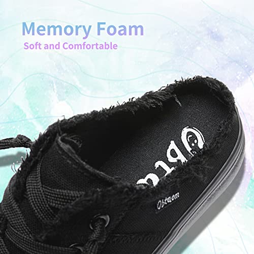 Image of Obtaom Women Canvas Mules Memory Foam Clipper Fashion Sneakers Comfortable Slip-On Mule Backless Holiday Shoes