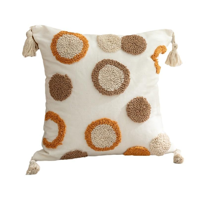 1/2 szt. kremowe boho poszewki na poduszki dekoracyjne 45 x 45 cm pętelkowe poszewki na poduszki frędzle lniane kwadratowe poszewki na poduszki na sofę do sypialni