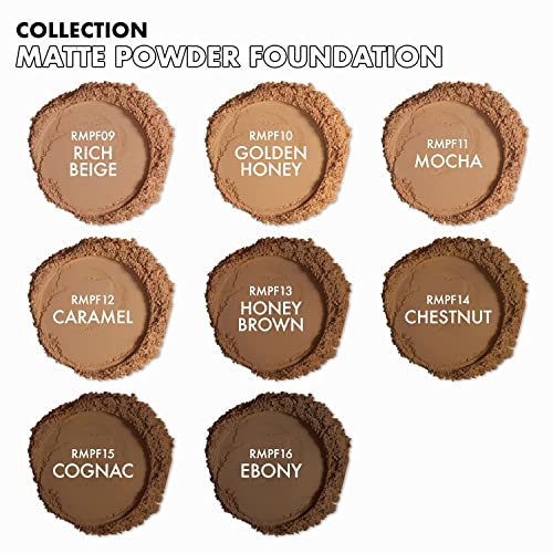 Ruby Kisses Powder Foundation Full Coverage Matte Foundation Long Lasting Face Makeup 0.35 Oz. (Caramel) #TOP6
