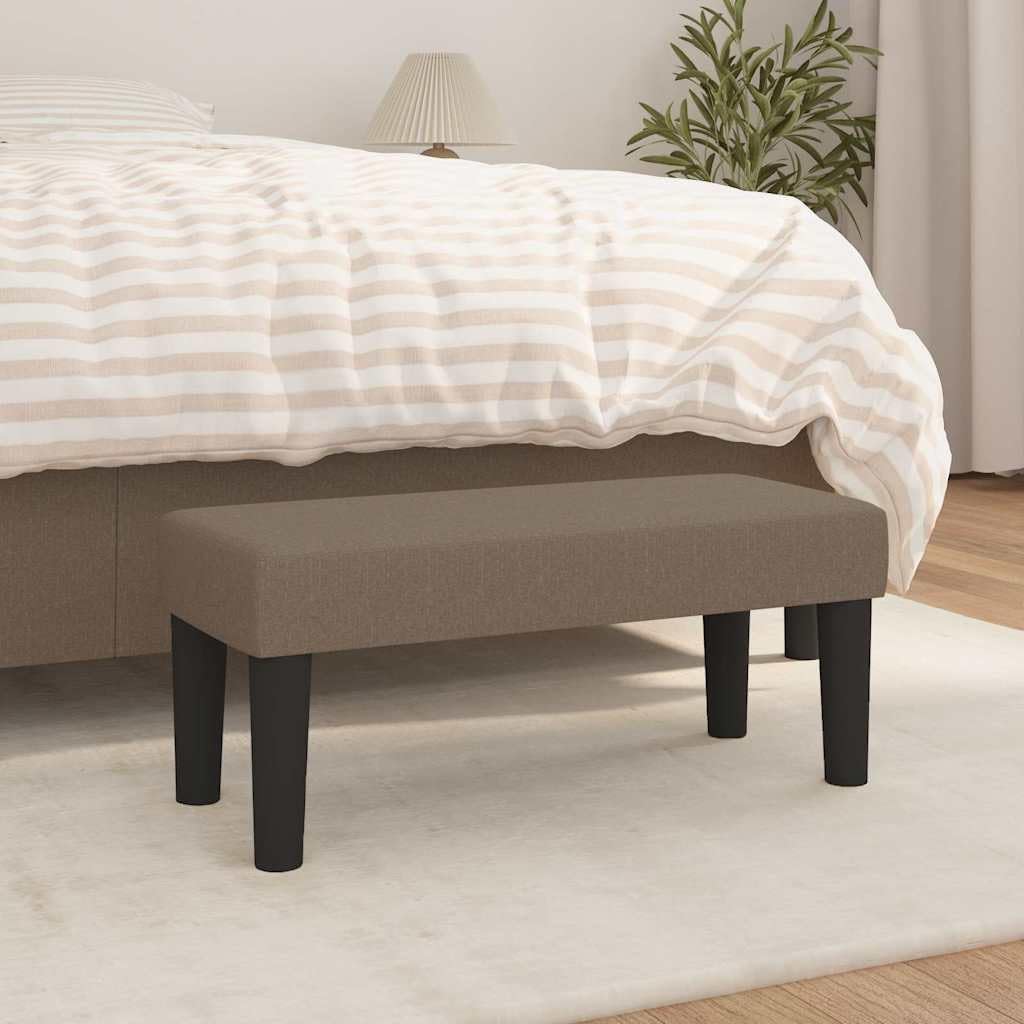 Banc de lit en tissu taupe pour optimiser l'espace de votre chambre à coucher