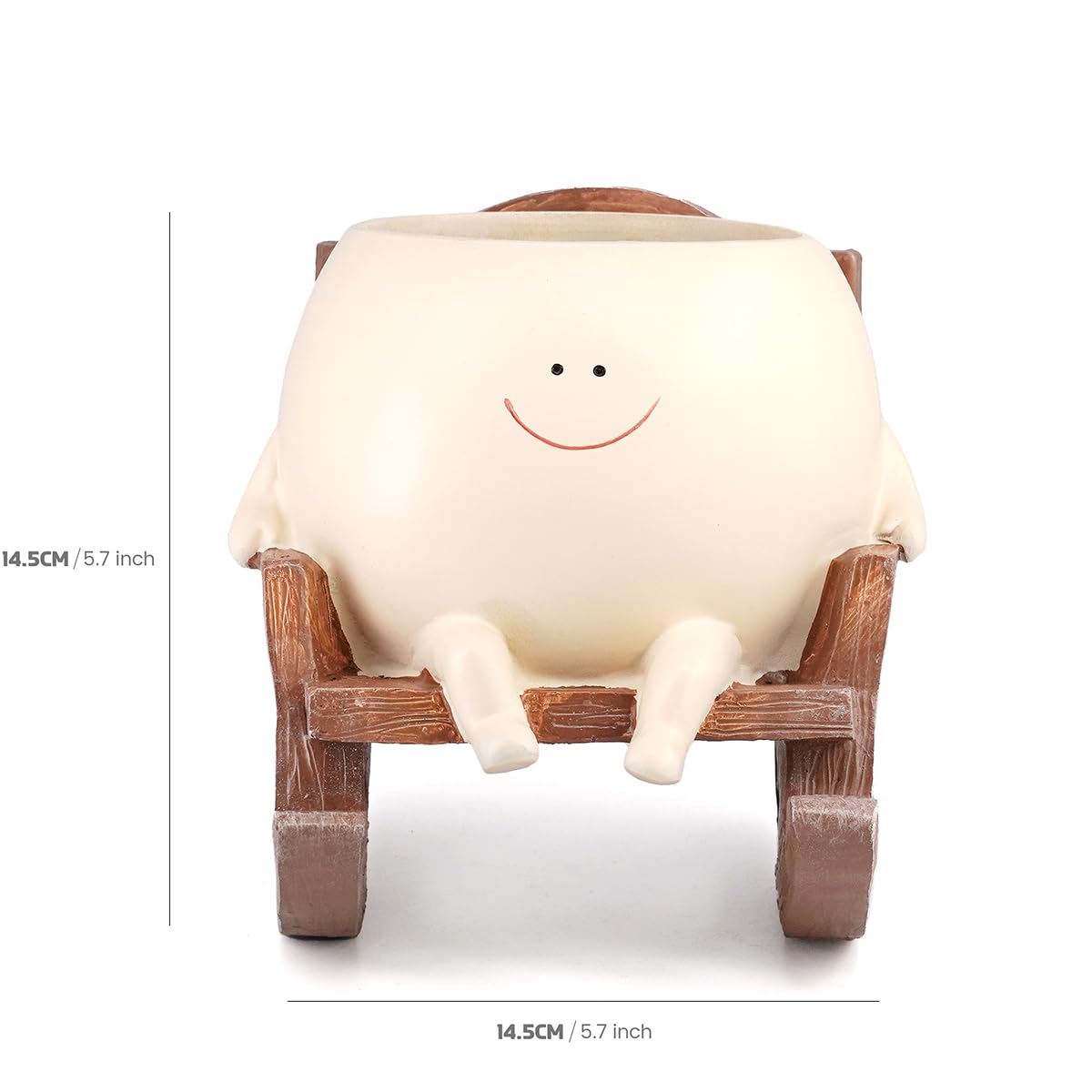 eusbon Rocking Chair Planter Pot, Smiley Face Flower Pot Resin Planter Pot with Drainage Hole for Indoor Desk Plants Outdoor Plants - Image 3