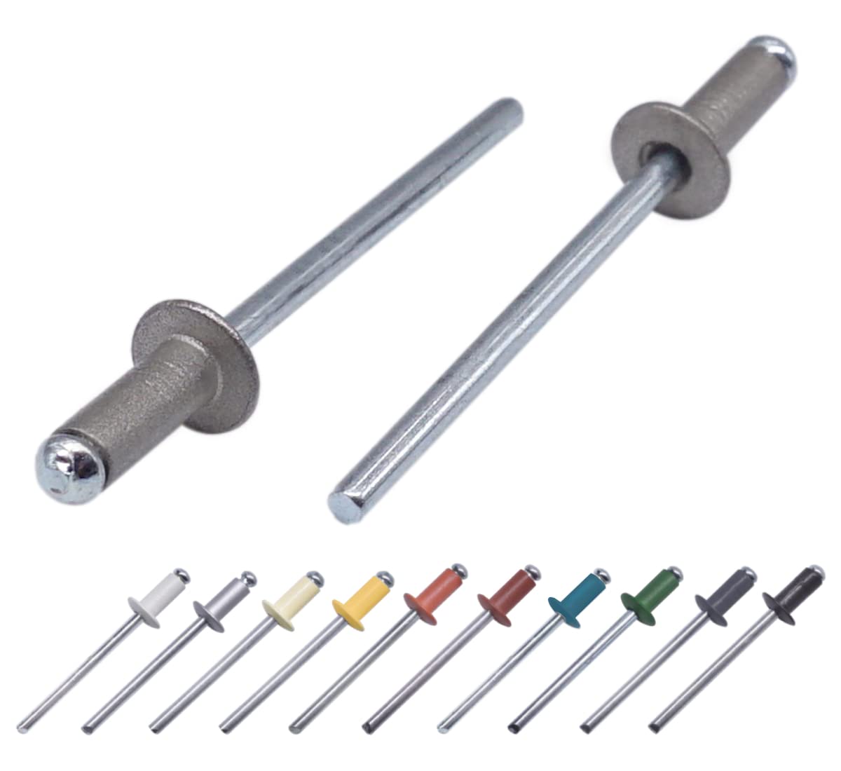 Marcopol Grey Aluminium (Ral 9007) (Pack Of 100 Pcs) Painted Blind Rivets 4.0 X 8 Mm, Dome Head, Din 7337, Aluminum Rivet And Steel Mandrel, Pop Rivets (100, Grey Aluminium Ral 9007)