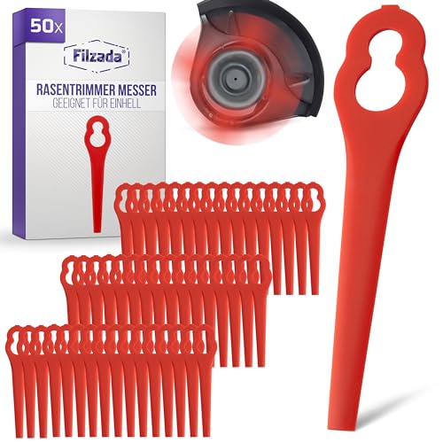 FILZADA 50x Rasentrimmer Messer - Ersatzmesser Rasentrimmer geeignet für Einhell Trimmer - Kunststoffmesser für Rasen Trimmer Zubehör