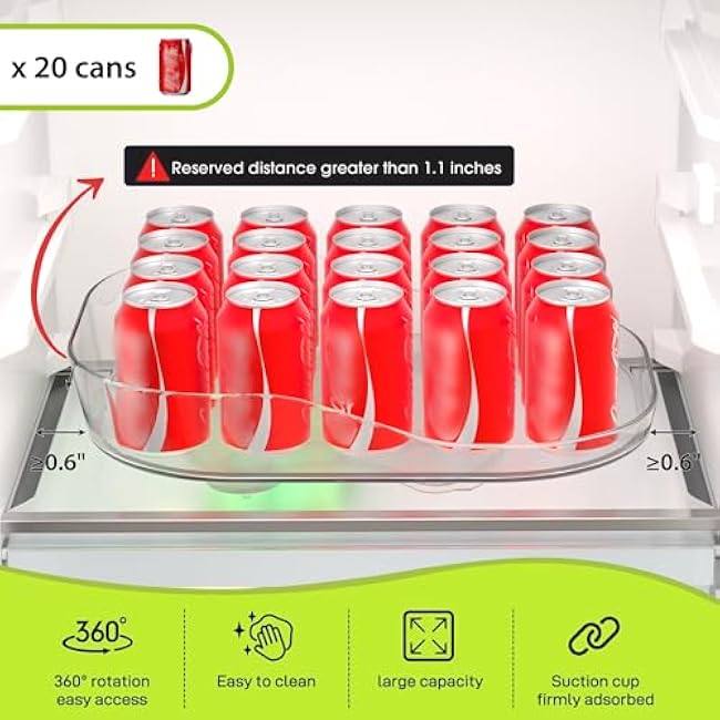 Li&Zhao Lazy Susan Organizer for Cabinet - Square Turntable Organizer 14.4 x 10.8 Fridge Lazy Susan Rotating Organizer Storage for Refrigerator,Bathroom,Kitchen,Table,Countertop,Pantry