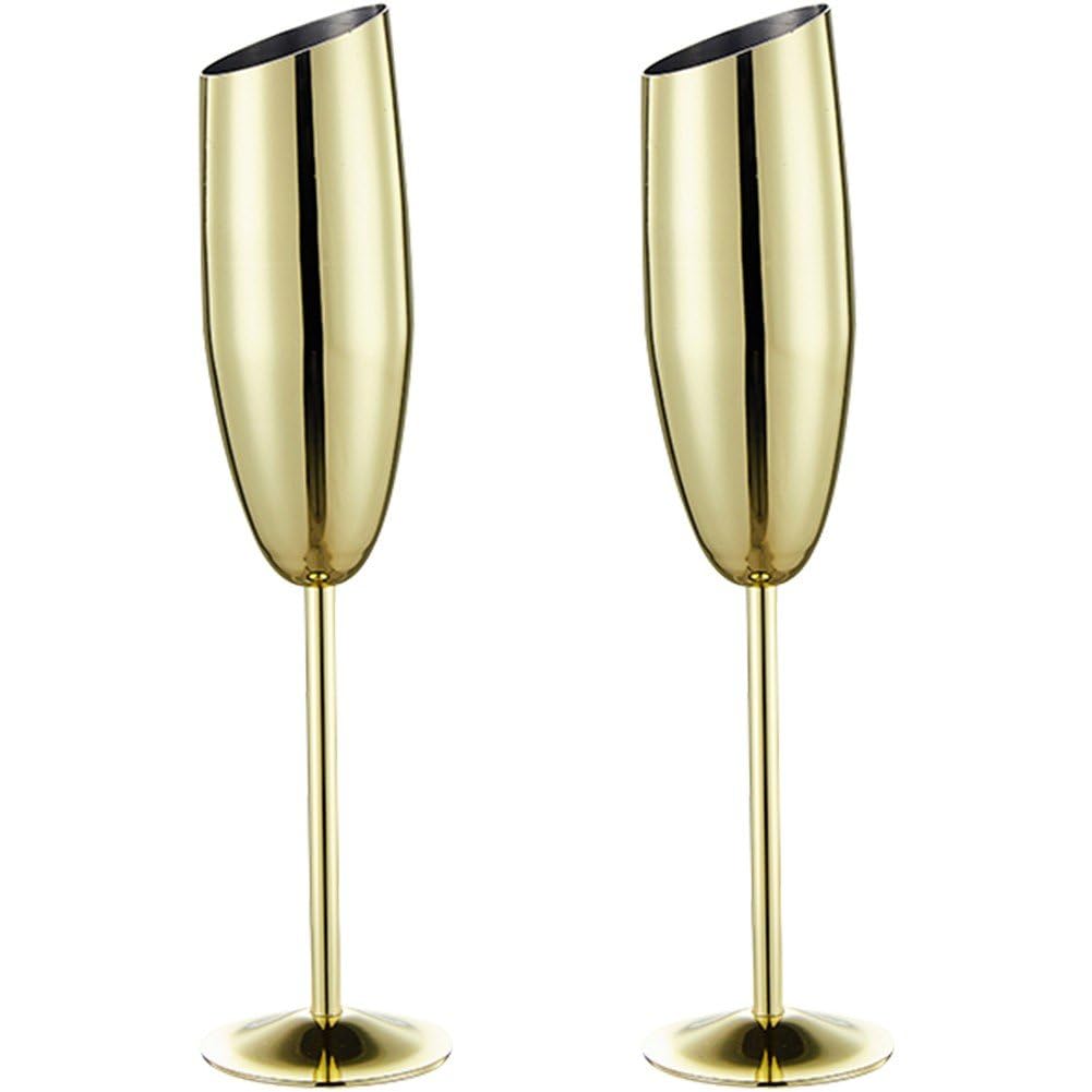 Copas de champán de acero inoxidable de 8,2 oz para tus fiestas y terrazas