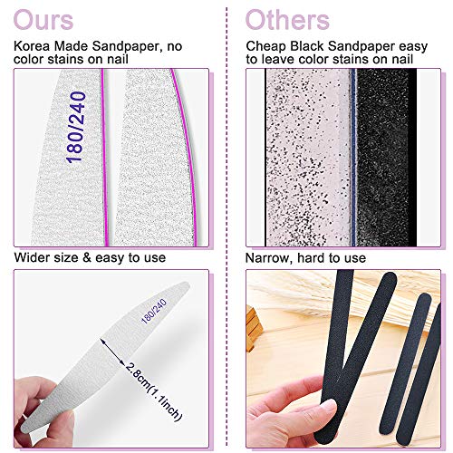 Professional Nail Files, Emery Board Nail File for Natural Nails 180/240 Grit Nail Files for Acrylic Nails 12pcs Pack Fine Grit Nail File Manicure Pedicure Tools Coarse Washable Fingernail Files - Thumbnail 3