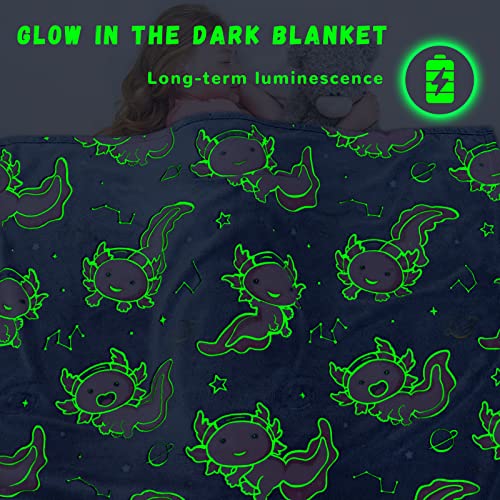 Image of GEULAY Twin Size Axolotl Blanket for Bed & Couch, Cute Cozy Home Room Decor for Kids Teen Girls, Soft Salamander Twin Fleece Throw Blanket for Birthday All Season Decor 60x80inch