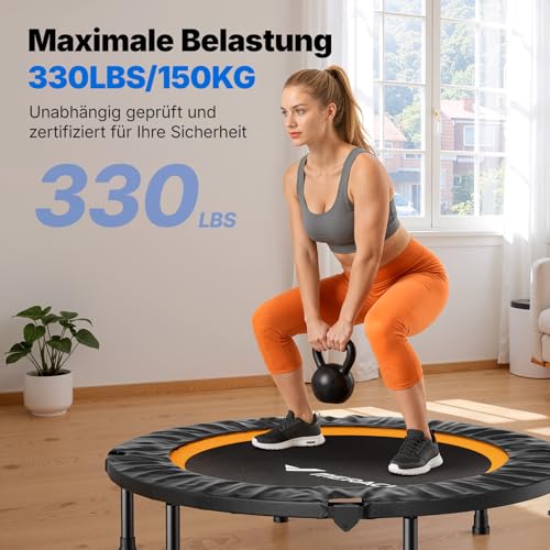 MERACH Mini Trampoline - 102 cm/122 cm Fitness Trampoline Opvouwbaar, Maximale Belasting 150 KG, Trampoline voor Bewegingstraining Geruisloos - Afbeelding 4