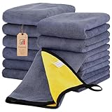 Faluruzi 12 Pcs Large Thick Microfiber Cleaning Towel Auto Detailing Cloth Car Drying Wash Towels Polishing Waxing Dry for Cars Absorbent Towel,Rags for House, Kitchen, Car Care 16" x 16" (12)