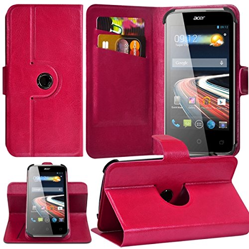 KARYLAX Seluxion - Housse Coque Etui Fonction Support 360° Universel M avec Attaches Couleur Rose Fushia pour Acer Liquid Z5