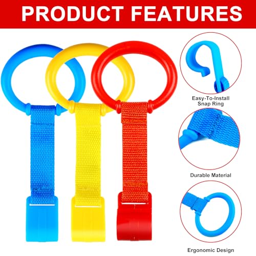image for Rindion 3PCS Baby Pull Up Rings, Standing Walker Exercises Assistant R