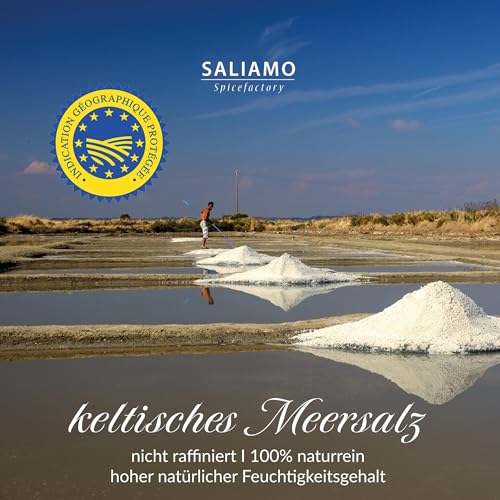 Saliamo Keltisches graues Meersalz 900g – Sel Gris aus Frankreich – Grob & Naturbelassen – Celtic Sea Salt unraffiniert, handgeschöpft – Reich an Magnesium & Mineralien – Ohne Zusätze