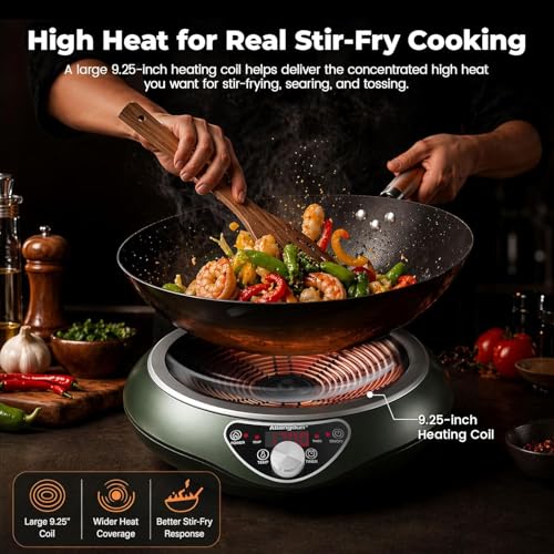 Image of Induction Wok Cooktop Induction Burner 1700W /85V~120V Electric Wok Curved Surface Electronic Cooker Concave Stoves