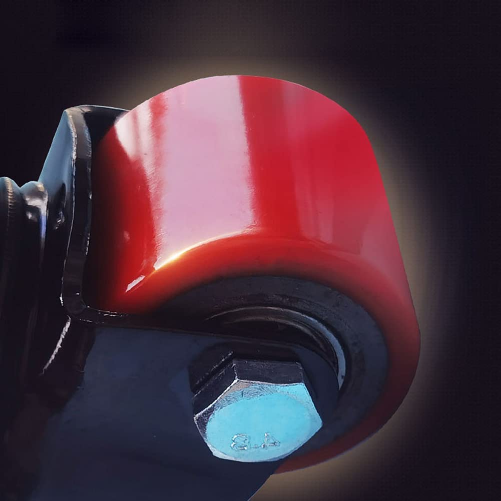 Ruote a Piastra da 2 Pollici (50 mm) con Portata 1000 kg, silenziose, in PU, con Freno, Antiscivolo, girevoli, per Trasporto Industriale, banco da Lavoro, Fabbrica, 4 Pezzi
