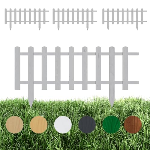 Floranica 4 Stk. Beeteinfassung Steckzaun Zierzaun 30 cm x 100 cm Weiß Gartenzaun aus Holz Dekozaun Lattenzaun Rasenkante imprägniert Umzäunung für Garten Wege Beeten