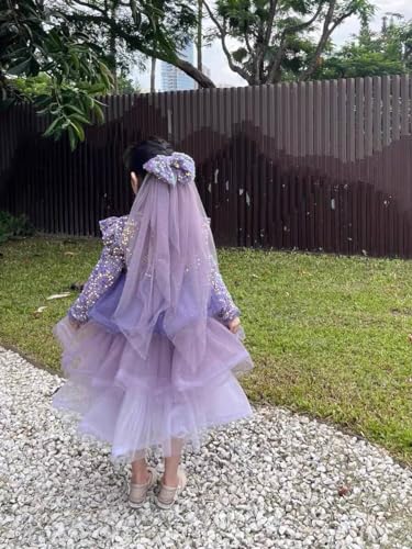 Girls Princess Long Sleeves Purple Cake Dress Lolita Tutu Dress Christmas Dress Birthday Gift with Bowknot Headpiece3