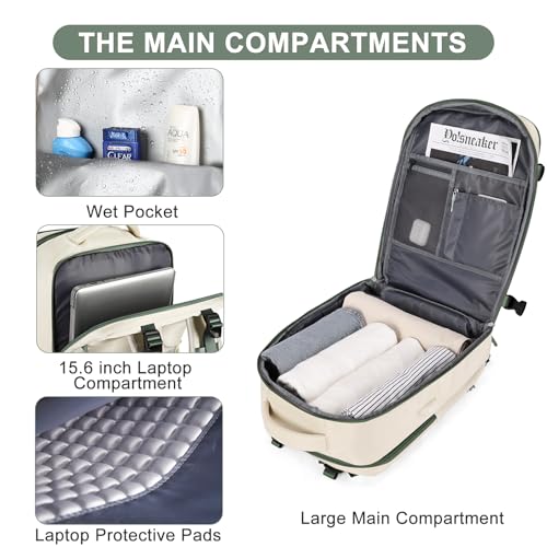 Image of coofay Large Travel Backpack For Women Men Airline Approved Carry On Backpack Flight Approved Waterproof Sports Luggage Backpack Casual Daypack Hiking Backpack
