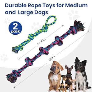Large Dog Rope Toys for Aggressive Chewers 2 Pack Heavy Duty Dog Rope Toy for Medium to Large Breed Indestructible Dog Tug of War Toy 100 Cotton Dog Chew Toys for Boredom and Teeth Cleaning