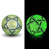Eteslot Grün Bright Fussball, Größe 5 / Größe 4 Leuchtender Fussball, Leuchtball für Kinder und Erwachsene, Normales Spiel Oder Als Trainingsball, Leuchtet im Dunkeln