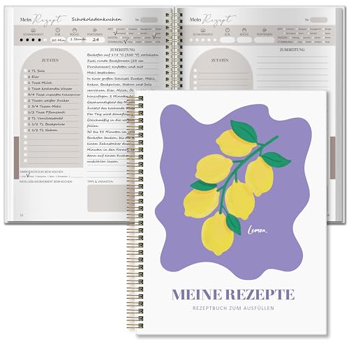 BIROYAL Rezeptbuch zum Selberschreiben A4, Kochbuch Selbst Schreiben, Rezeptbuch für 88 Lieblingsrezepte, Kochbuch zum Selberschreiben, Recipe Book Backbuch Schreiben, Rezepte Buch zum Ausfüllen