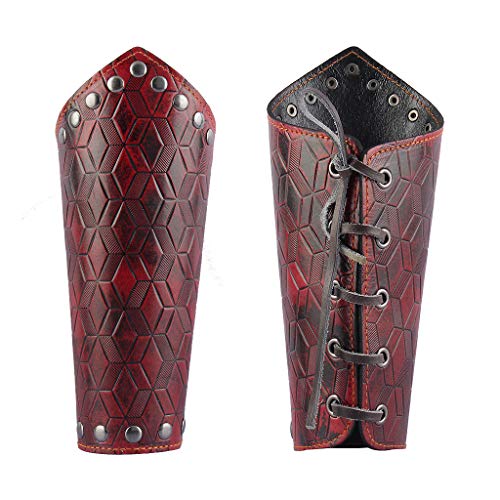 Jeilwiy Leather Armor Gauntlet Wristband Wide Bracers Arm Armor Cuff Medieval Bracers for Men Women Boys Knight Costume