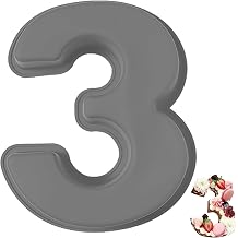 YXHZVON Number Cake Tins Silicone, Number 3 Cake Tin Mould, 3D Large DIY Baking Mold, Non-Stick Silicone Baking Tins for Birthday and Anniversary Grey