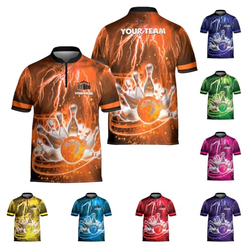 Ligthuy Personalized Bowling Jersey 3D, Bowling Shirts for Team, Bowling Shirt Unisex for Men Women, Bowling Shirts for Men (Multi 8)